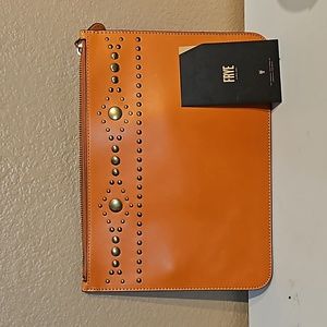 Frye beige leather Handbag With Metal Studs